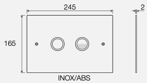PUSH PLATE DUAL FLUSH PNEUMATIC ROUND POLISHED STAINLESS 245X165X2