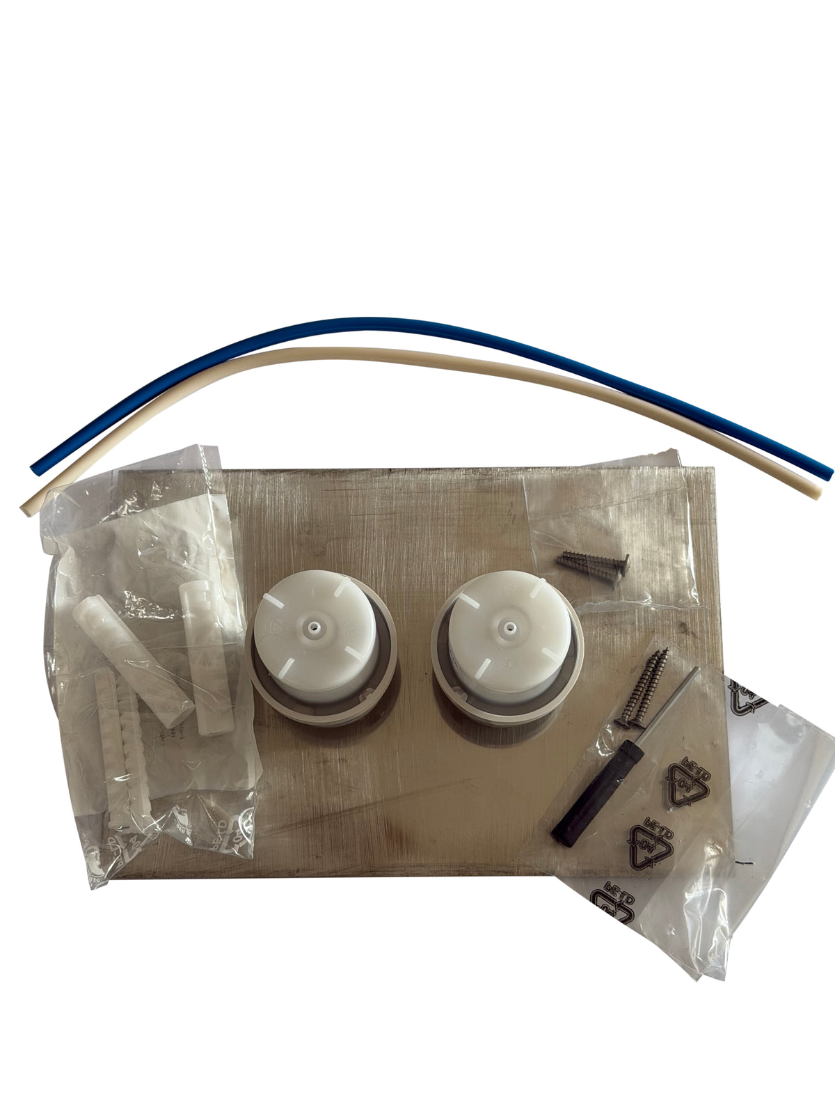 PUSH PLATE DUAL FLUSH PNEUMATIC ROUND POLISHED STAINLESS 245X165X2