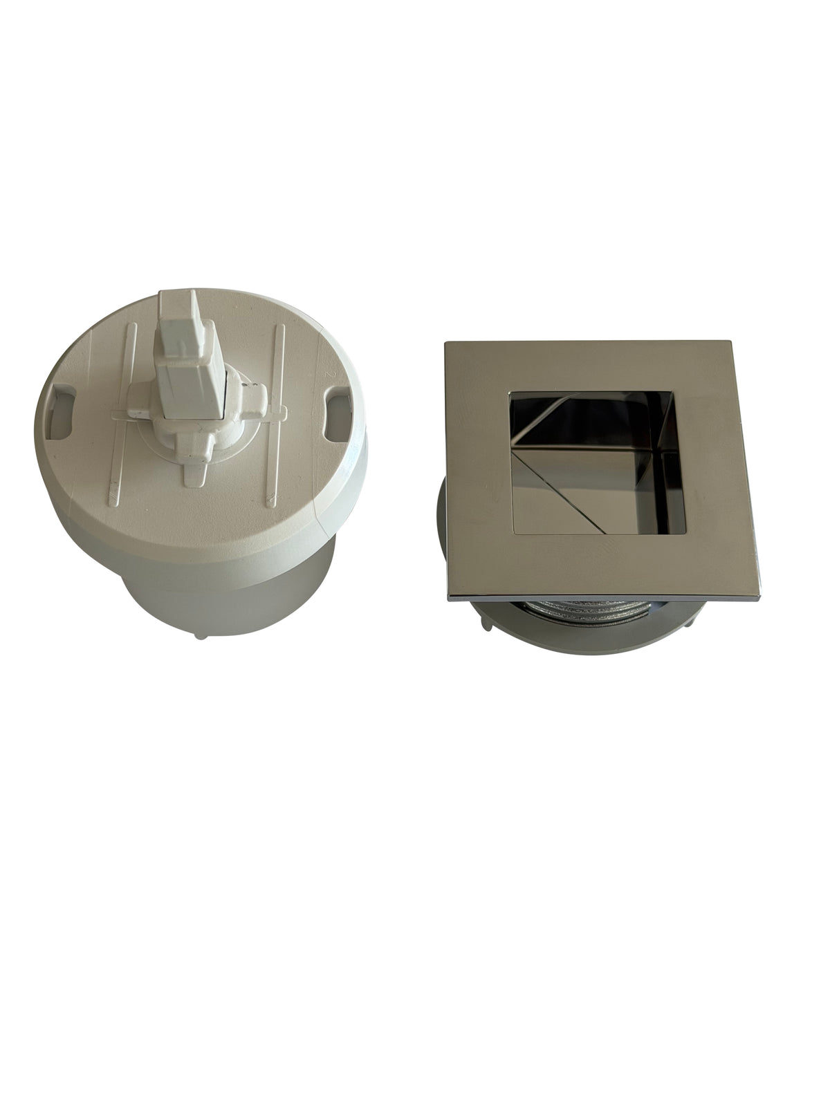 SQUARE PNEU. BUTTON 1/2 FLUSH POL.CHROME